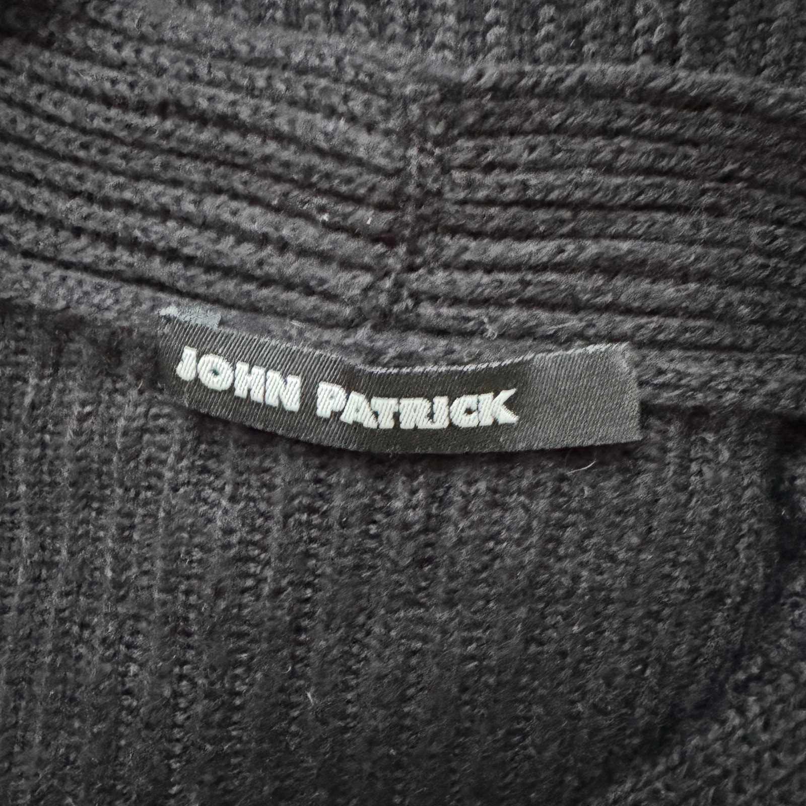 John Patrick Merino Wool Silk Ribbed Cardigan Sweater Black Large L — image 6 of 7